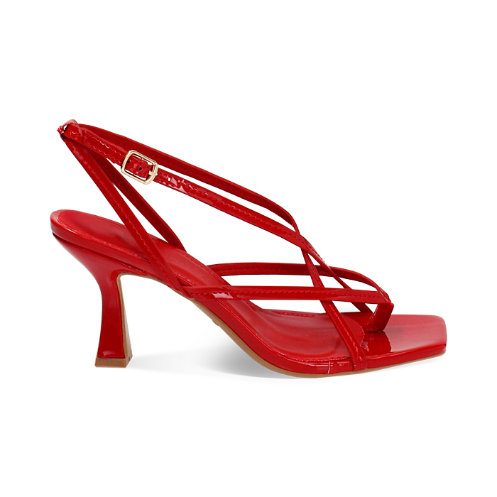 Sandale à talons femme rouge en vernis