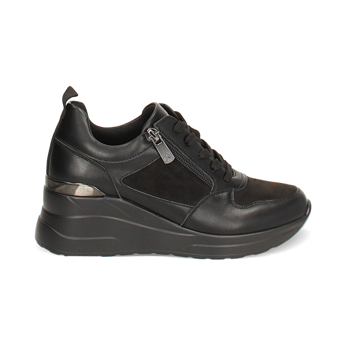Zapatillas deportivas negras con tacón de 7 cm para un toque de estilo
