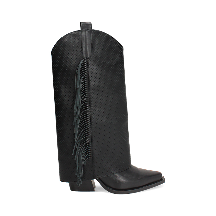 Botas texanas negras tac&oacute;n 8 cm