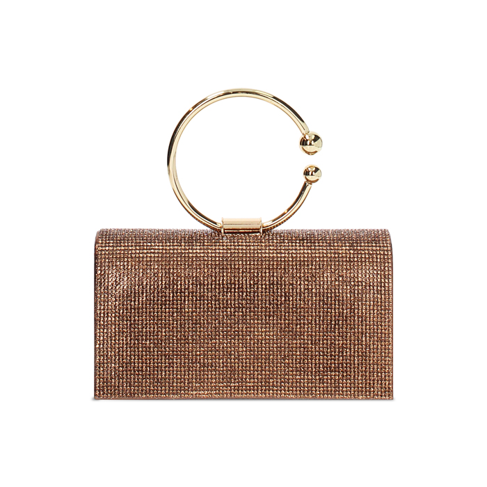 Mini bolso mujer color cobre en laminado con piedras