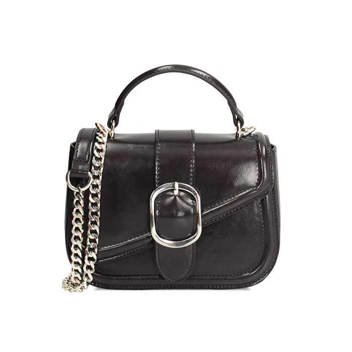 Mini bag nera lucida con tracolla removibile