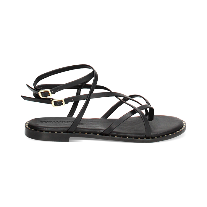 Sandali bassi in pelle con fascette on sale