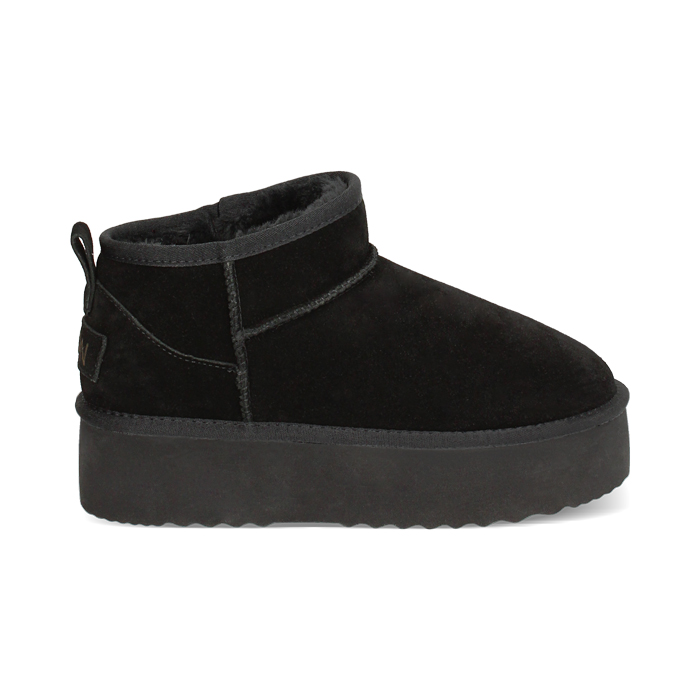 Bottines d'hiver noires en daim avec talon de 4,5 cm