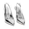 Décolleté slingback argento laminate, tacco 10 cm