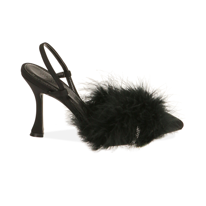 Décolleté nere con piume, tacco 9,5 cm 