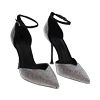 Open shank nero-argento con strass, tacco 10 cm