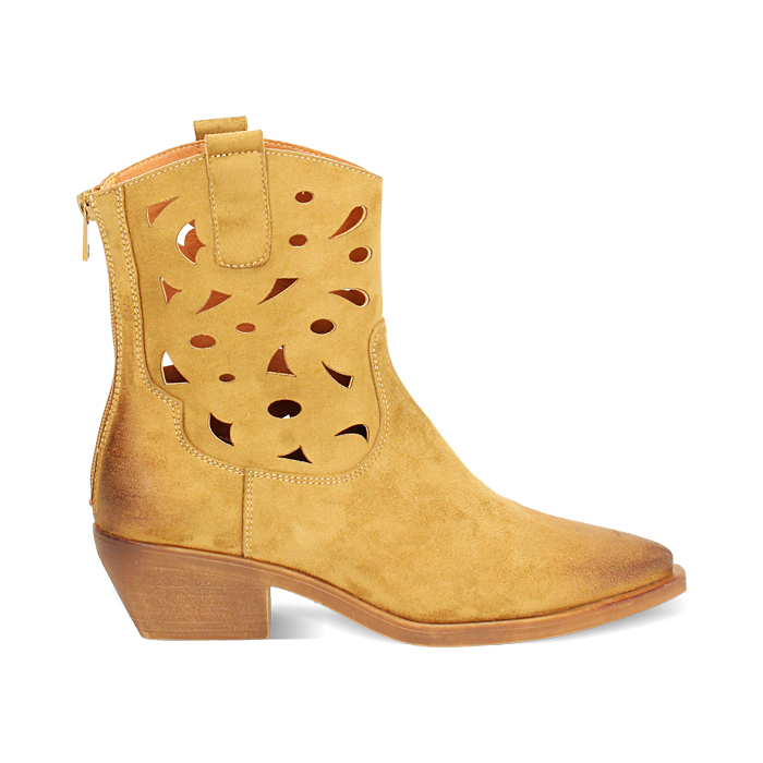 Botines mujer co&ntilde;ac en microfibra