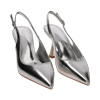 Décolleté slingback argento laminate, tacco 8 cm