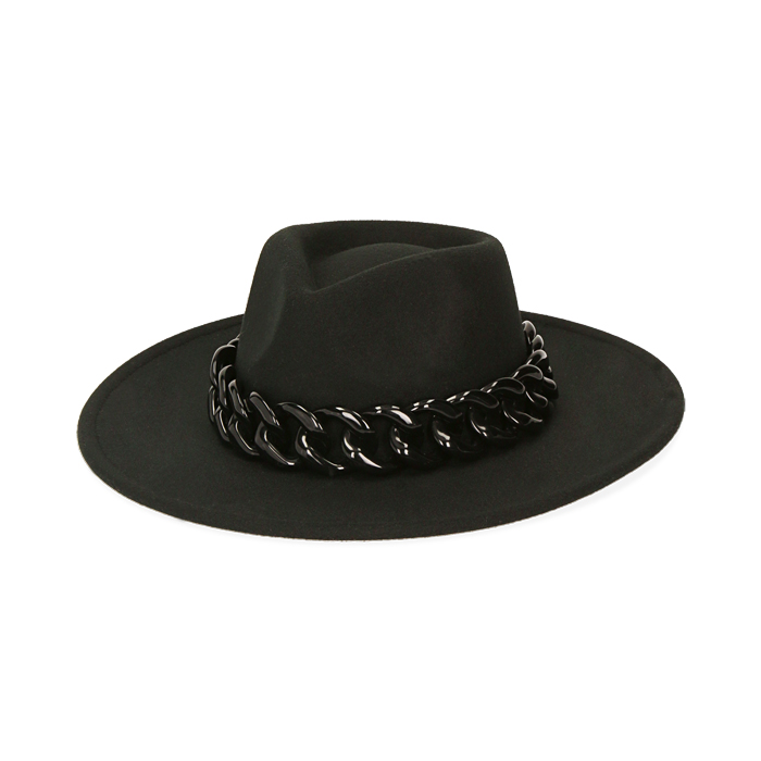 Cappello nero con maxi-chain 