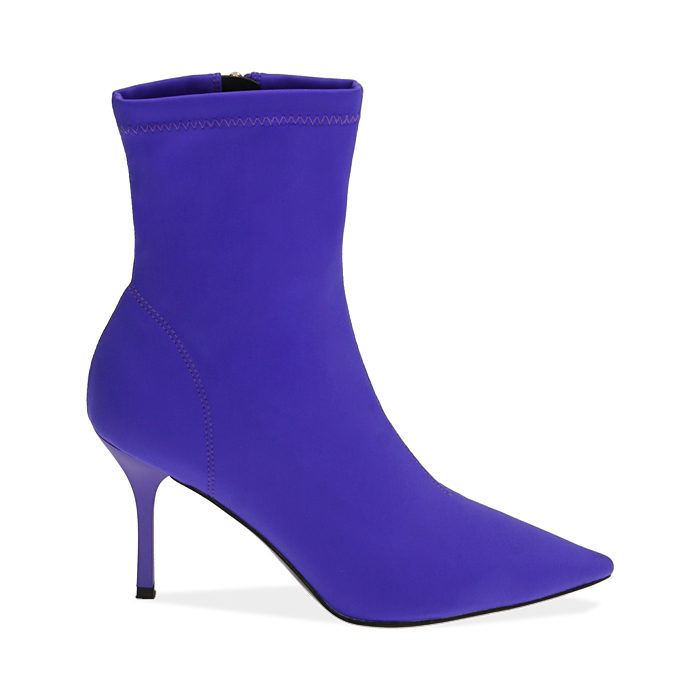 Ankle boots viola in lycra, tacco 8,5 cm 