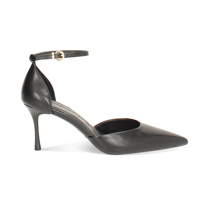 Décolleté open shank nere con tacco di 7,5 cm