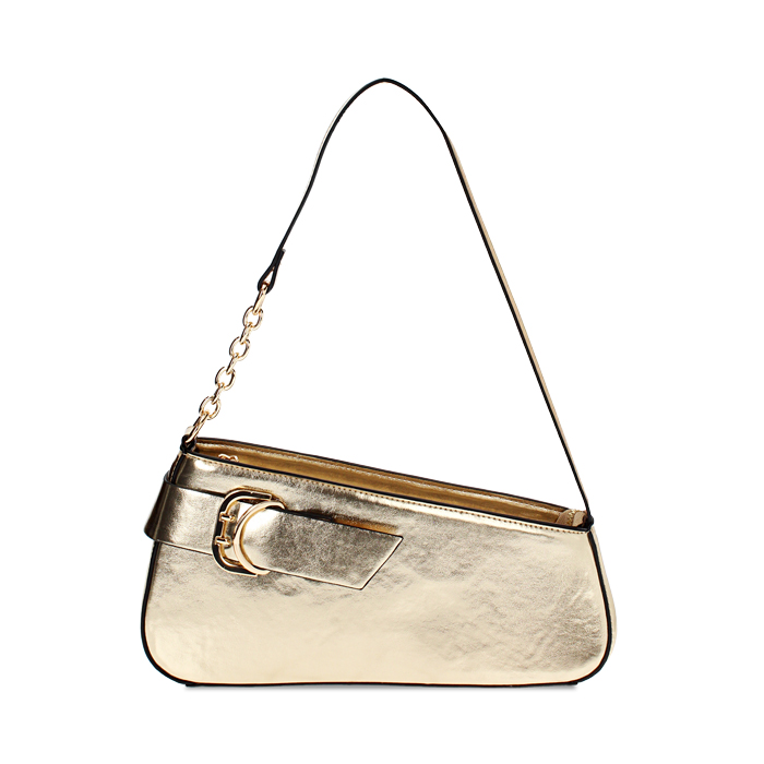 Mini bag donna oro in laminato con fibbia