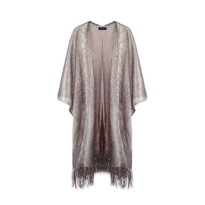 Poncho donna champagne in tessuto glitterato