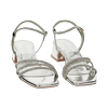 Sandali argento a specchio con pietre, tacco 3,5 cm