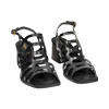 Sandale à talon bas pour femme noire en cuir de vachette