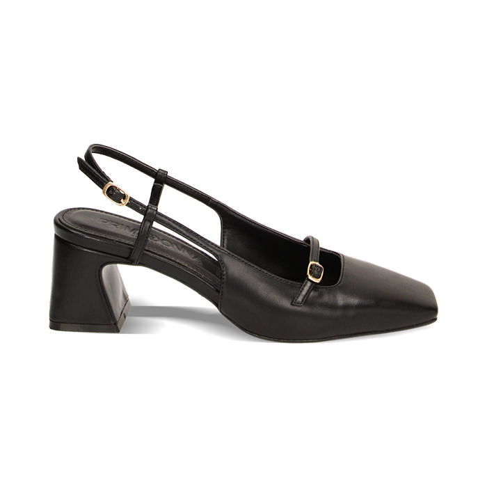 Décolleté slingback nere, tacco 5,8 cm