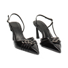 Escarpins à bride arrière femme noirs élégants en vernis