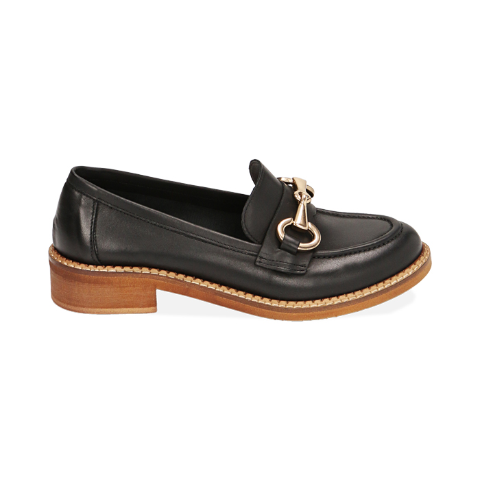 Mocassini flat neri in pelle