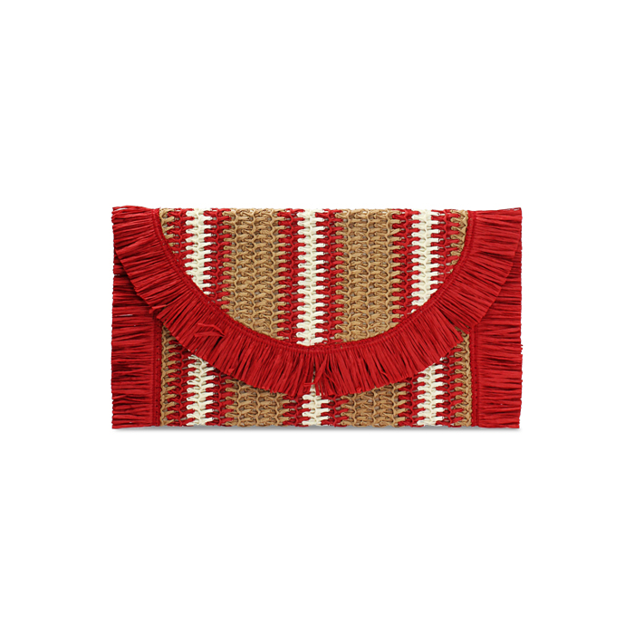Pochette da mare in paglia rossa