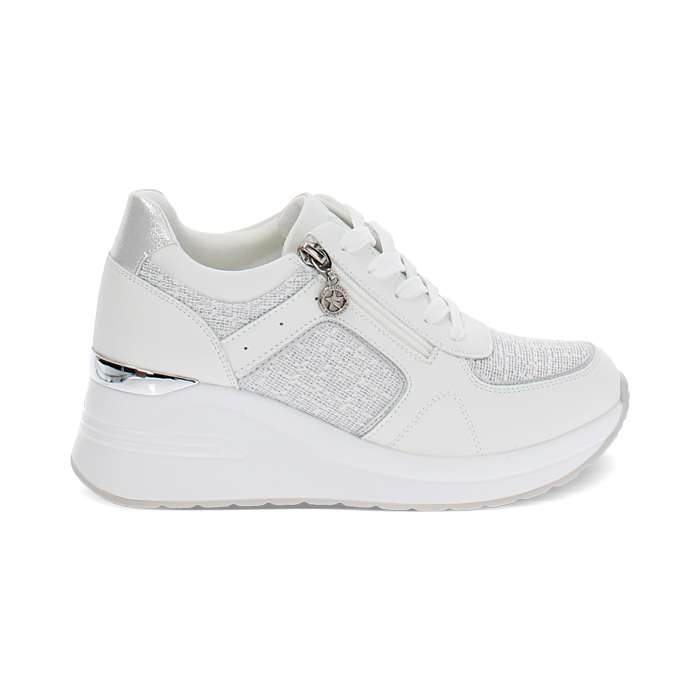 Sneakers bianche con tacco 6,5 cm