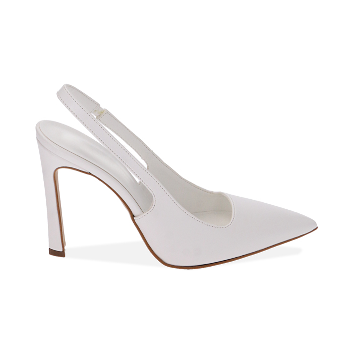 Décolleté slingback bianche, tacco 11 cm