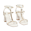 Sandale à talon femme blanc avec clous