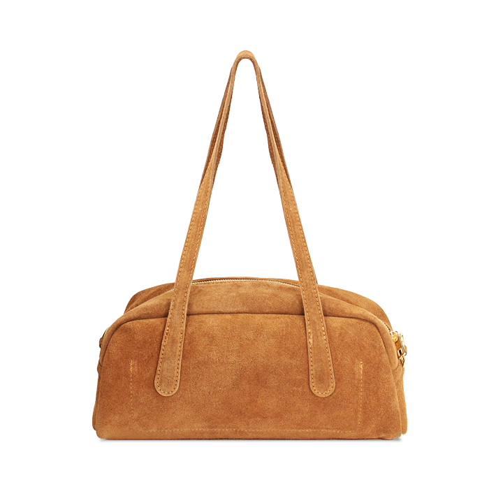 Borsa a mano di camoscio cognac