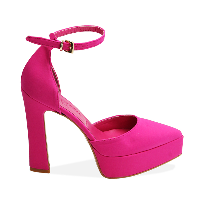 Décolleté platform fucsia, tacco 12,5 cm