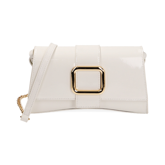 Borsa a spalla bianca in vernice