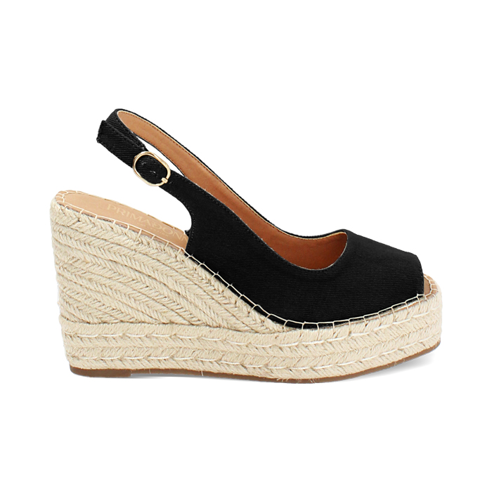 Zeppe donna nere in canvas