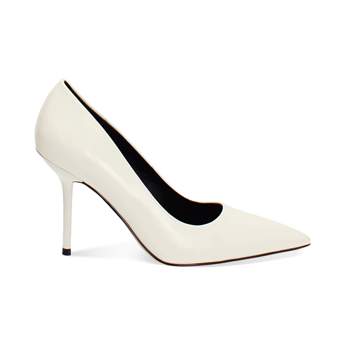 Escarpins blancs brillants avec talon de 9,5 cm