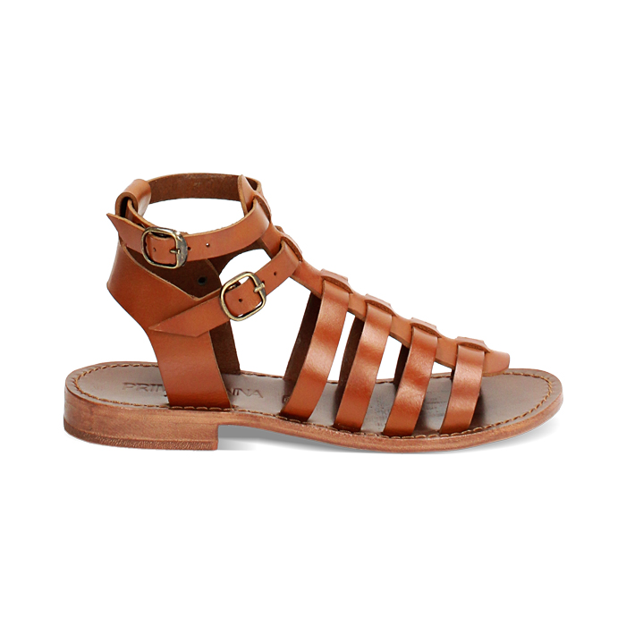 WOMEN SHOES FLAT COW LEATHER COGN