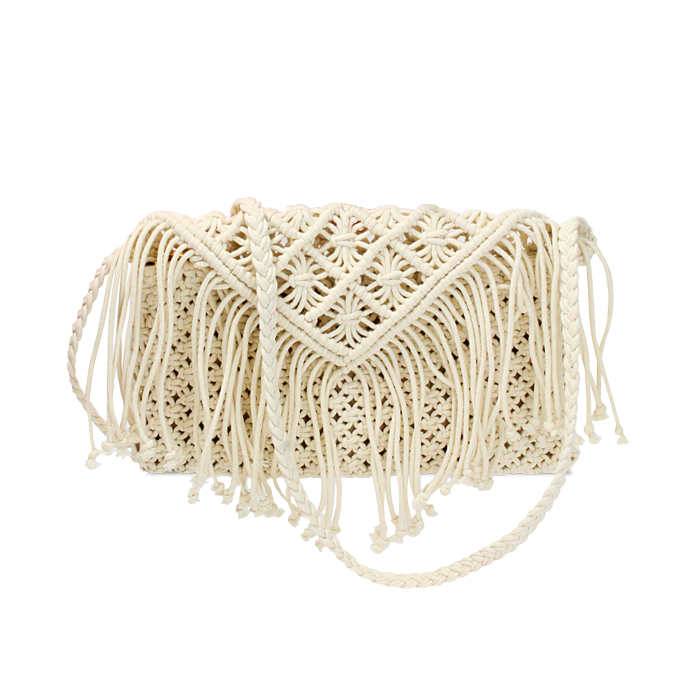 Bolso bandolera de mujer crema en tela