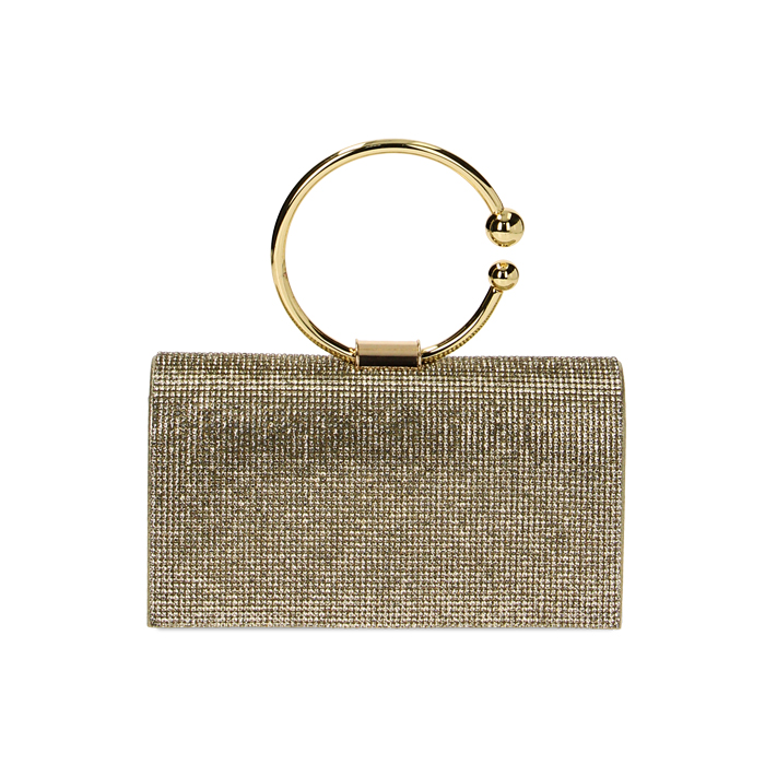 Mini bolso mujer oro en laminado con piedras