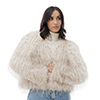Cappotto beige corto in pelo sintetico