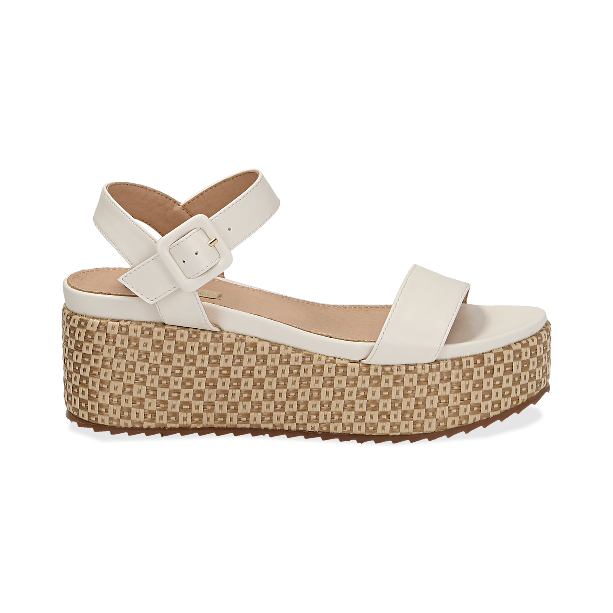 Sandali platform bianchi, zeppa intrecciata 6,50 cm donna | Primadonna  Collection