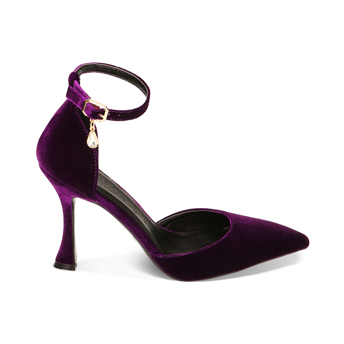 Decollete donna viola in velluto tacco 9 5 cm Primadonna Collection