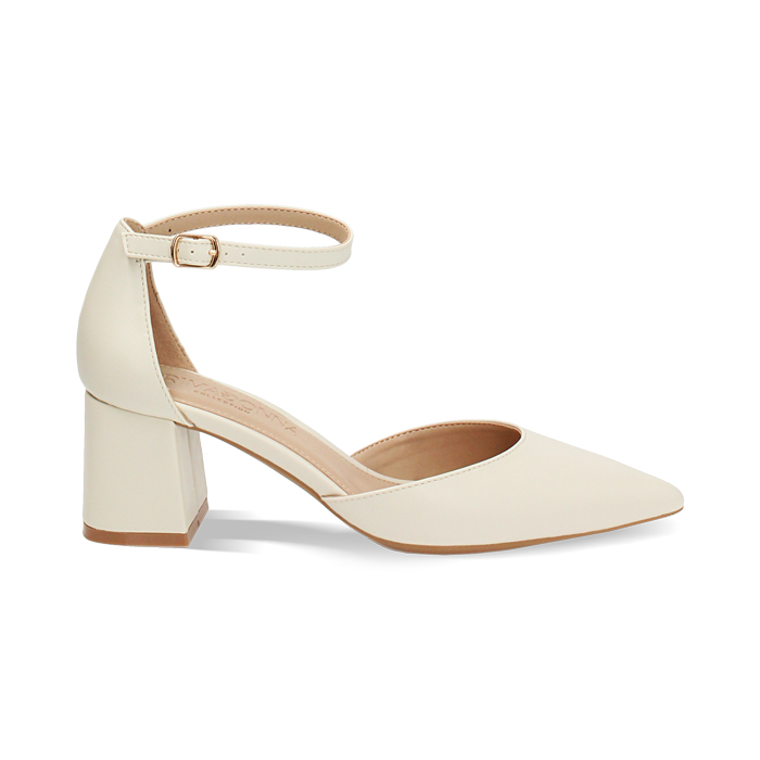 Décolleté open shank donna panna, tacco largo 6,5 cm