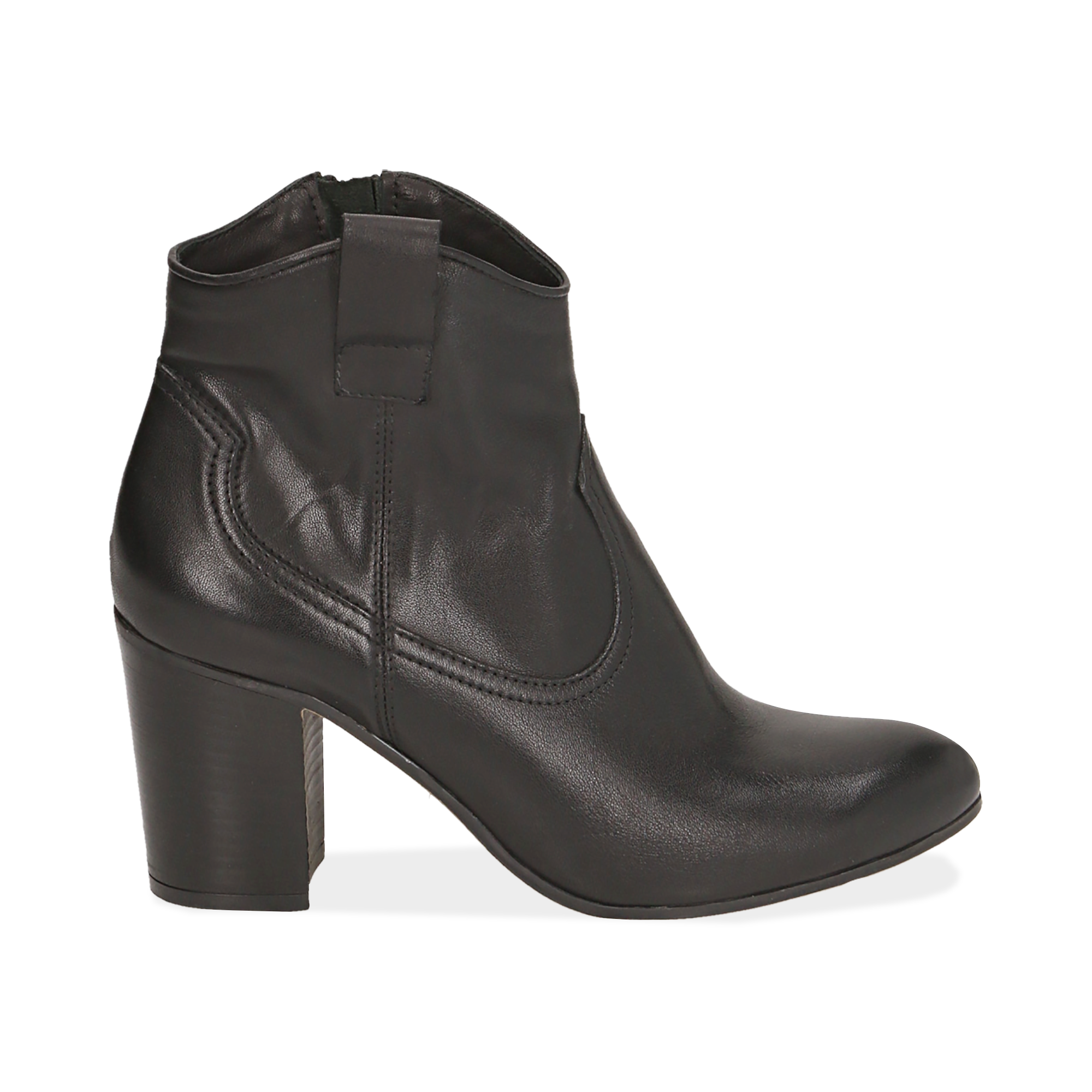 Ankle boots neri in pelle, tacco 7,50 cm