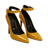 D&eacute;collet&eacute; gialle in eco-pelle effetto coccodrillo, tacco 11 cm 