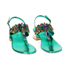 WOMEN SHOES SANDAL BRAIDED STONES VERD