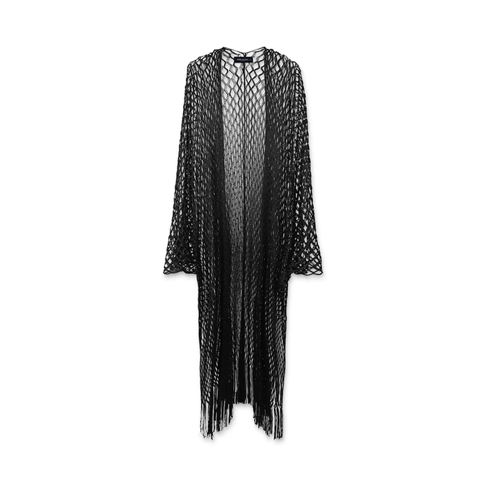 Poncho donna nero in tessuto