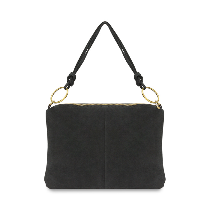 Borsa a spalla nera in camoscio