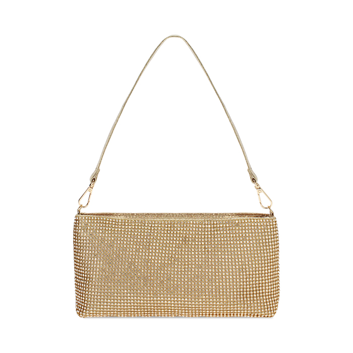 Mini bolso mujer oro en laminado con piedras