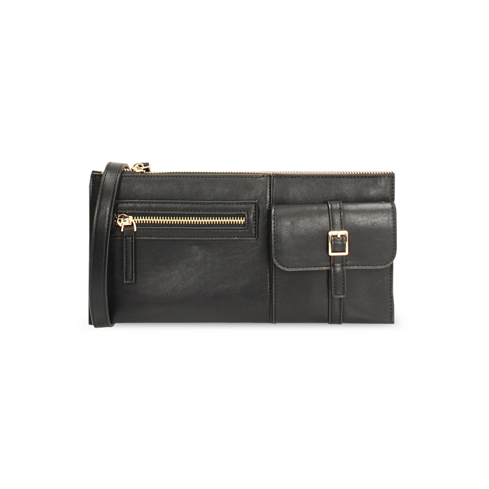 Pochette nera con tracolla removibile