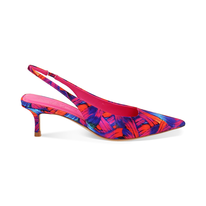 Zapato de tacón slingback mujer multicolor azul-naranja