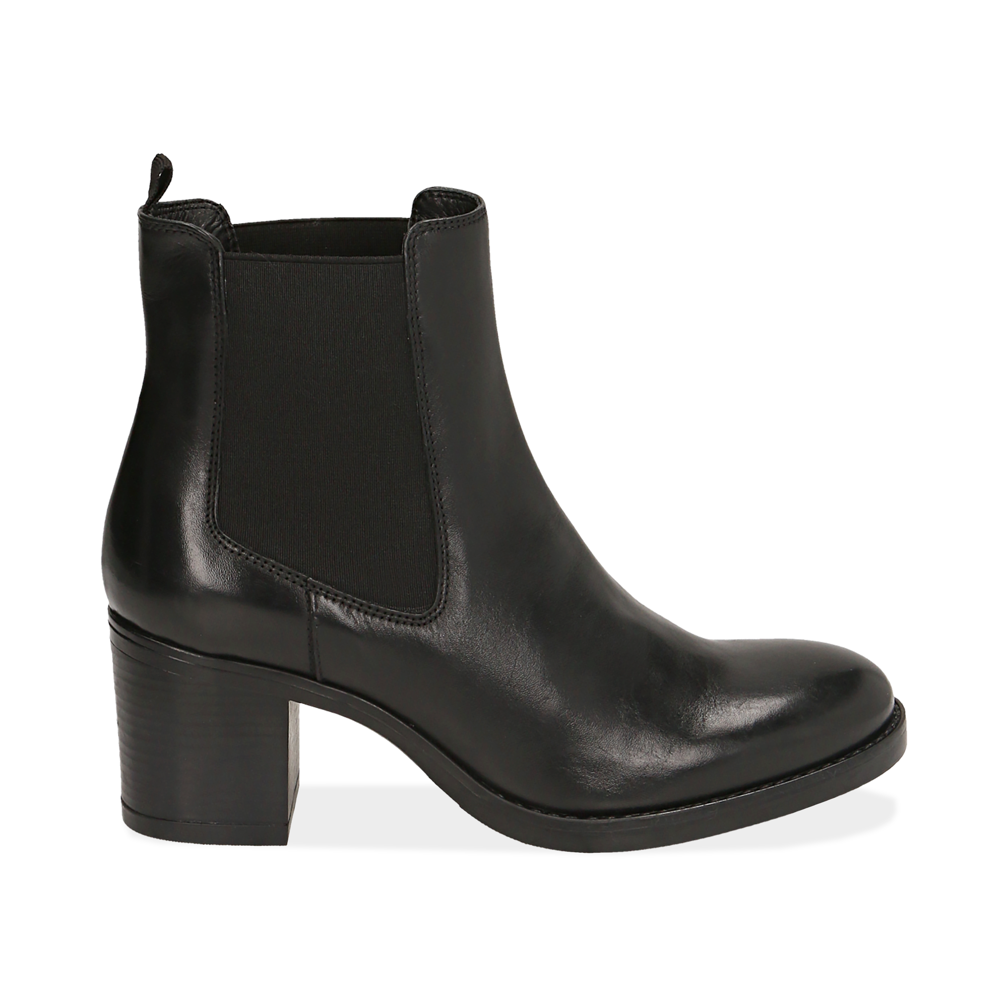 Ankle boots neri in pelle di vitello, tacco 6,50 cm 