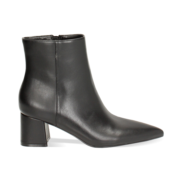 Tronchetto nero, tacco largo 6 cm