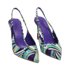 Zapato destalonado violeta de raso, tacón de 10 cm