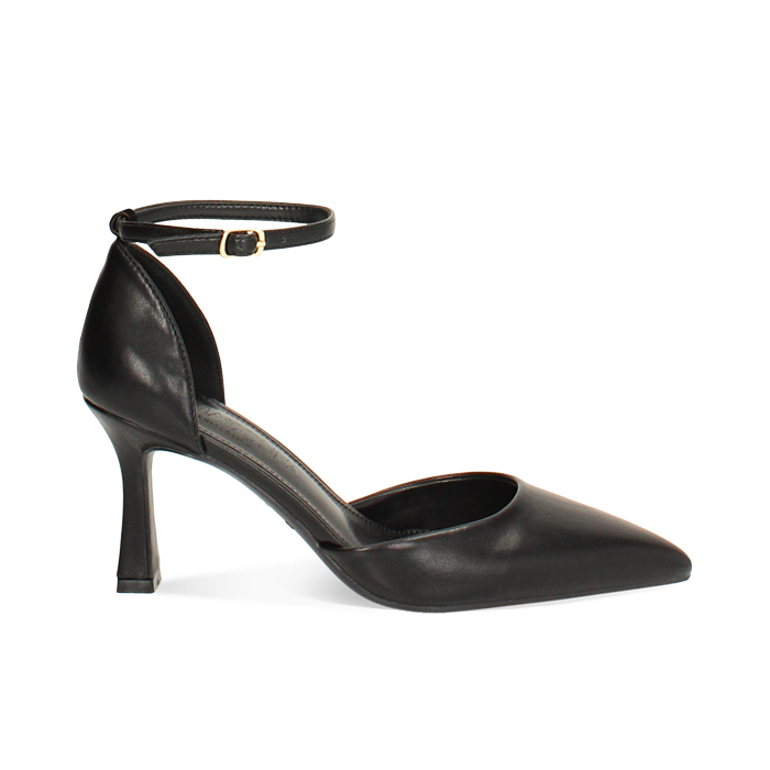 Décolleté open shank nere con tacco di 7,6 cm da donna